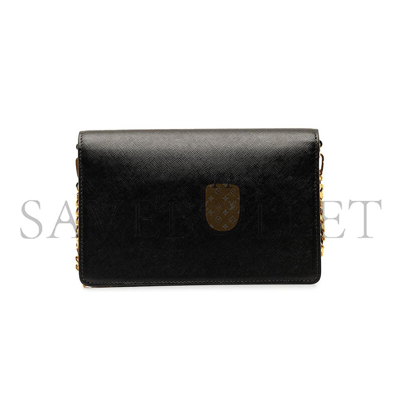 Pra*a black saffiano envelope chain crossbody 1bd318 (21.5*14*4cm)